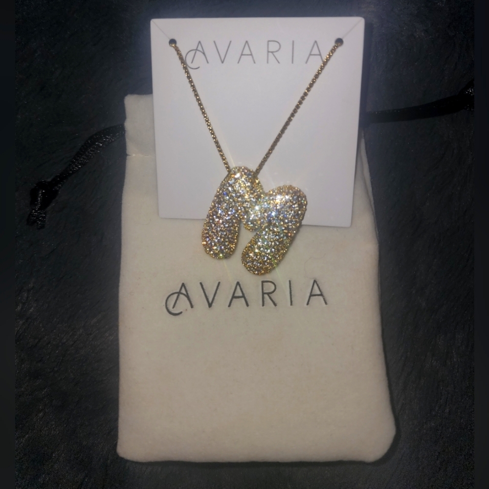 Bubble Initial Diamond Necklace: Letter M